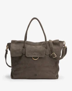 BIBA Bolso De Mano-Bolso De Mano Collins De Piel Marron Oscuro